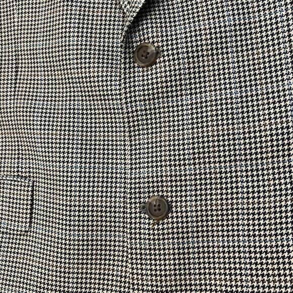 Ralph Ralph Lauren Blazer Sport Coat Mens‎ 44L Black Cream Blue Houndstooth Silk - Picture 5 of 12